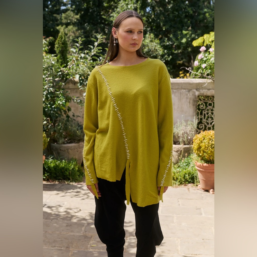 Relaxed Olive wool Green Women's Sweater Top size M oversized